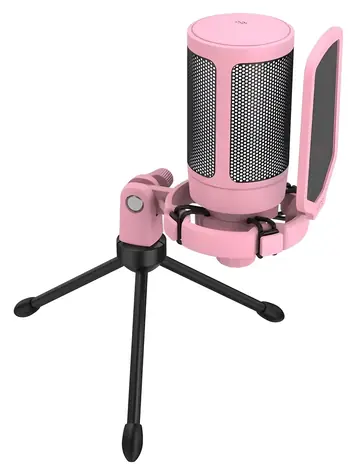 FIFINE A6V ružová / Stolný mikrofón / Kardioidné / RGB podsvietenie / USB-C / statív
