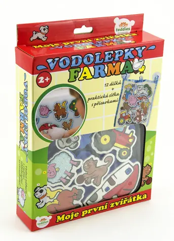 TEDDIES Vodolepky Moje prvé zvieratká: Farma / 12 ks / sieťka na uskladnenie