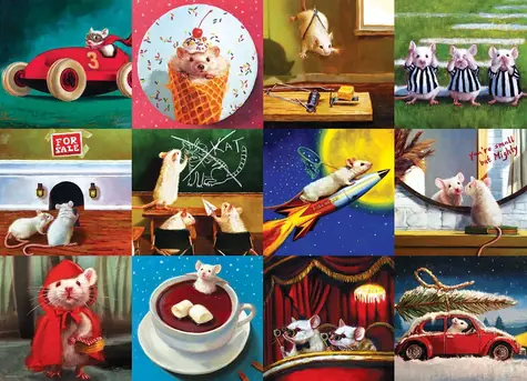 EUROGRAPHICS Puzzle Legrační myši / 1000 dielikov / netradičné tvary dielikov / 68 × 48 cm