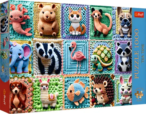Trefl Puzzle Premium PLUS Háčkované zvieratká / 1000 dielikov / 68,3 x 48 cm