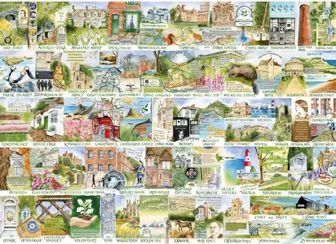 GIBSONS Puzzle National Trust: Pamiatky a krajina / 1000 dielikov / 68 x 49 cm