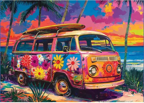 EUROGRAPHICS Puzzle VW Záliv XL / 500 dielikov / extra veľké dieliky / 68 x 48 cm