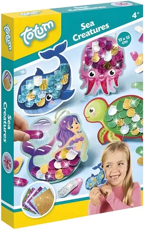 TOTUM Kreatívna sada Morský svet / Kreatívna sada / trblietavá fólia / samolepiace penové prvky / 4 šablóny
