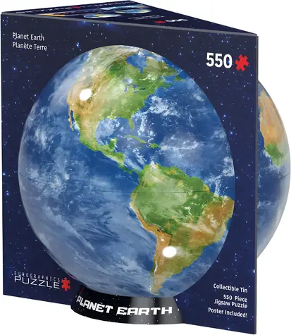 EUROGRAPHICS Puzzle v plechovej krabičke Planéta Zem / 550 dielikov / 48 × 33 cm