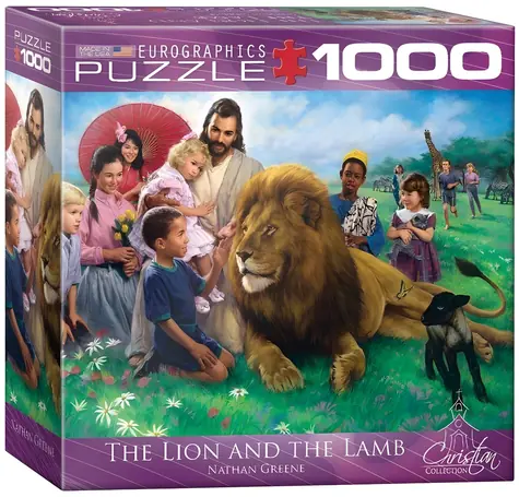 EUROGRAPHICS Puzzle Lev a jahňa / 1000 dielikov / 67,63 x 48,89 cm