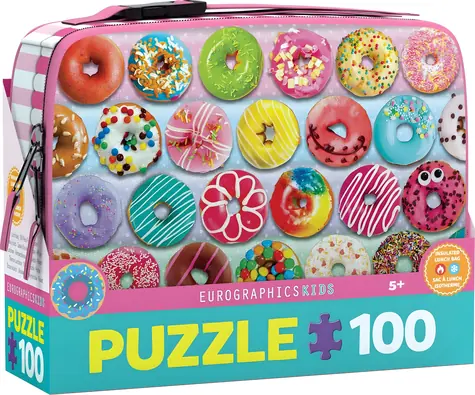 EUROGRAPHICS Puzzle vo desiatovom boxe Donuty / 100 dielikov / 48 x 33 cm
