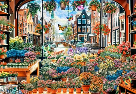 GRAFIKA Puzzle Kvetinové tajomstvo Amsterdamu / 1000 dielikov / 69 × 47,8 cm