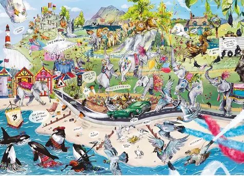 GIBSONS Puzzle Zábavné stádo / 1000 dielikov / 68 x 49 cm