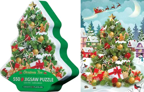 EUROGRAPHICS Puzzle v plechovej krabičke Vianočný stromček / 550 dielikov / 33 × 48 cm