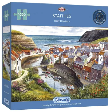 GIBSONS Puzzle Staithes, Veľká Británia / 1000 dielikov / 68 x 49 cm