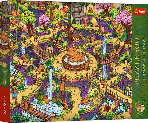 Trefl Puzzle Premium PLUS The Impossible Maze: Vtipné kapybary / 500 dielikov / 48 x 34 cm