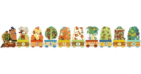 DJECO Puzzle Vlak so zvieratkami a číslami / 20 dielikov / od 3 rokov