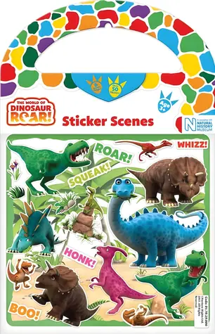 Samolepky Dinosaury / Znovupoužiteľné / 50+ ks / 3 pozadia na dolepenie