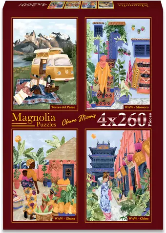MAGNOLIA Puzzle Torres del Paine, Maroko, Ghana a Čína / 4x260 dielikov / 24 x 34 cm
