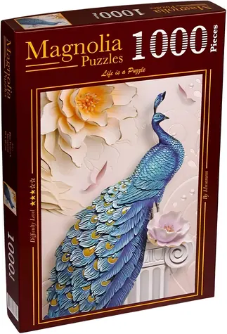 MAGNOLIA Puzzle Modrý páv / 1000 dielikov / 48 x 68 cm