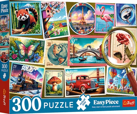 Trefl Puzzle EasyPiece: Poštové známky / 300 dielikov / 60 x 40 cm / vek 8+