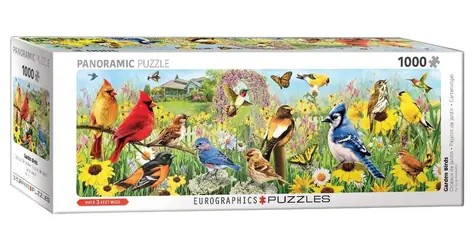 EUROGRAPHICS Panoramatické puzzle Záhradné vtáky / 1000 dielikov / 99 x 33 cm