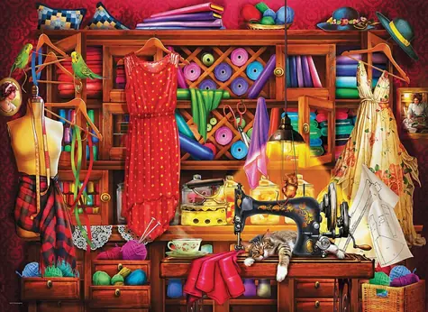 EUROGRAPHICS Puzzle Šijacia dielňa / 1000 dielikov / 67,63 × 48,89 cm
