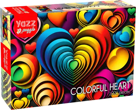 YAZZ Puzzle Farebné srdcia / 1000 dielikov / 68 x 48 cm