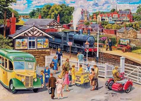 GIBSONS Puzzle Občerstvenie na stanici / 1000 dielikov / 68 × 49 cm
