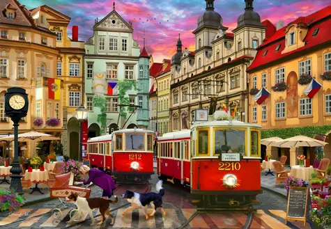 BlueBird Puzzle Pražská električka / 1000 dielikov / 69 x 47,8 cm