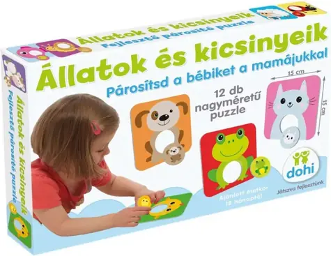 DOHÁNY Baby vkladačka Zvieratá s mláďatkami / 12 dielikov
