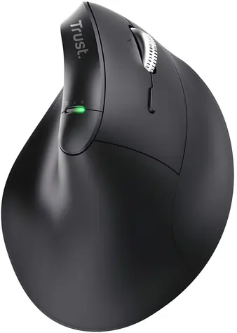 Trust Vyran čierna / Bezdrôtová ergonomická myš / vertikálna / 4800 DPI / 8 tlačidiel / RF + Bluetooth