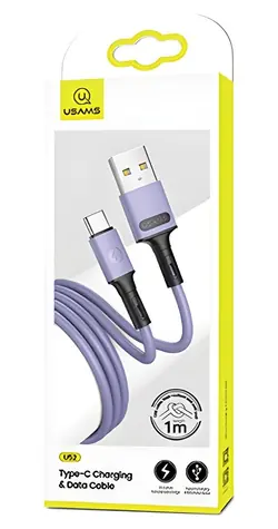 USAMS SJ436 U52 fialová / Nabíjací a dátový kábel / USB-C / 1 m / 2A