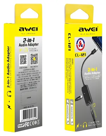 AWEI CL-121 2v1 čierna / Adaptér / Lightning - Lightning + Jack 3,5 mm