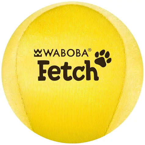 WABOBA Loptička pre psov Fetch žltý / O 6 cm / pláva na vode / mäkký povrch šetrný k zubom