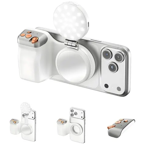 4smarts Magnetický fotodržiak biela / Držiak na telefón / Magnetické uchytenie / Bluetooth spúšť / LED prisvetlenie