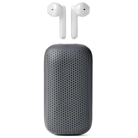 Lexon Speakerbuds LA127G sivá / Bezdrôtové slúchadlá do uší / Bluetooth reproduktor / mikrofón / Bluetooth 5.2