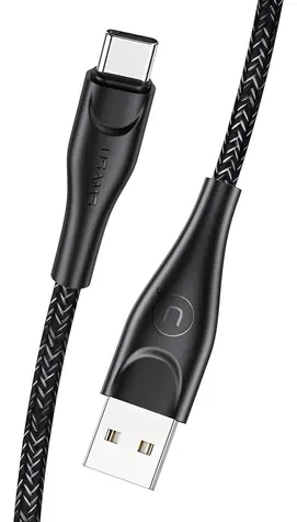 USAMS SJ392 U41 čierna / Dátový kábel / USB-C / opletený / 1 m / 2A