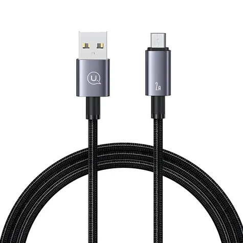 USAMS SJ668 čierna / Dátový kábel / USB-A - MicroUSB / 2A / 1,2 m / nylon
