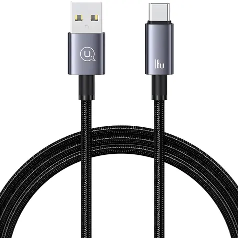 USAMS SJ663 USB - USB-C kábel čierna / Dátový kábel / Rýchlonabíjací 3A / 1,2 m / Nylon