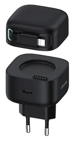 USAMS US-CC202 čierna / Nabíjačka / GaN / 35W / USB-C / Lightning kábel / PD / QC