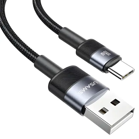 USAMS SJ718 sivá / Nabíjací a dátový kábel / USB-A - USB-C / 3A / 1,2 m