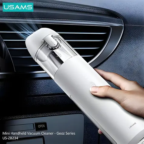 USAMS US-ZB234 biela / Autovysávač / 65W / 6000 Pa / 7800 mAh / 30 min