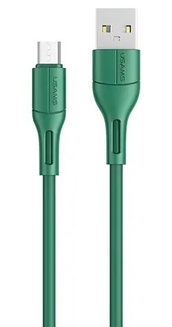 USAMS SJ502 U68 zelená / Dátový a nabíjací kábel / MicroUSB / 2A / 1m