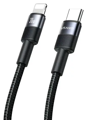 USAMS SJ729 (US-SJ729) čierna / Dátový kábel / USB-C - Lightning / 1,2 m / 30 W