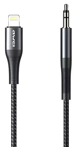AWEI CL-116L čierna / Audio adaptér / Lightning - 3,5 mm Jack / 1m