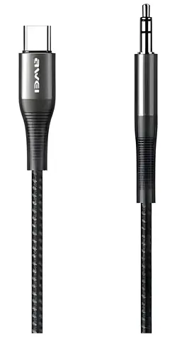 AWEI CL-116T čierna / Adaptér / USB-C / Jack 3,5 mm