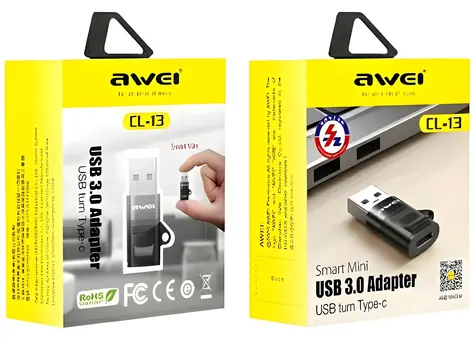 AWEI CL-13 čierna / Adaptér / USB-C - USB-A / USB 3.0 / 5 Gb/s