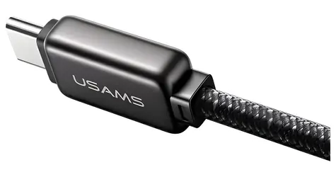 USAMS SJ744 Meteor čierna / Dátový kábel / USB-C - USB-C / 100W / 1,2 m / Zinková zliatina