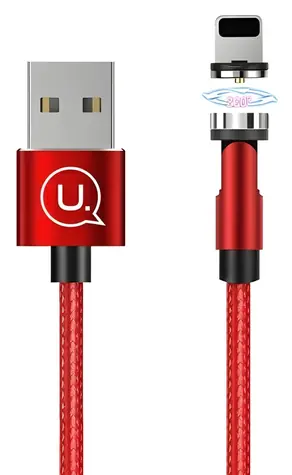 USAMS US-SJ472 U59 červená / Nabíjací kábel / Lightning / Magnetický / 1m / 2.1A