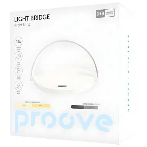 Proove Light Bridge biela / LED stolná lampa s bezdrôtovou nabíjačkou / 3 W / 15 W / dotykové ovládanie