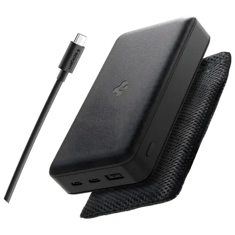 Spigen Essential EA3020 čierna / Powerbanka / 20 000 mAh / 30W / 2x USB-C, 1x USB-A