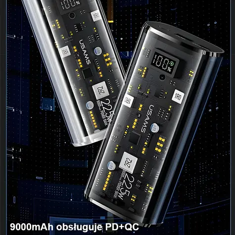USAMS US-CD189 biela / Power Bank / 9000 mAh / PD 20 W / QC 3.0 / LED displej