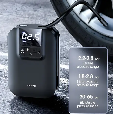 USAMS US-ZB215 / Kompresor do auta / 5000mAh / ?3.5 Bar / 80W