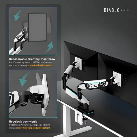 Diablo RGB X-Arm Dual bielo-čierna / Rameno na 2 monitory / Do 35" / RGB